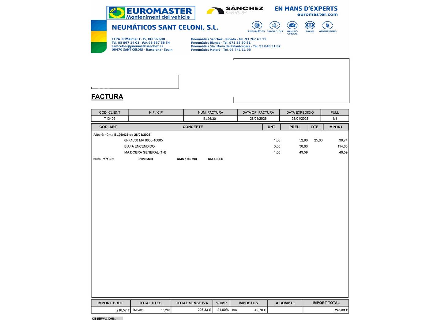 Foto del mantenimiento del KIA Ceed KIA Ceed 1.0 T-GDi Eco-Dynamics x-Tech17 (120 CV)