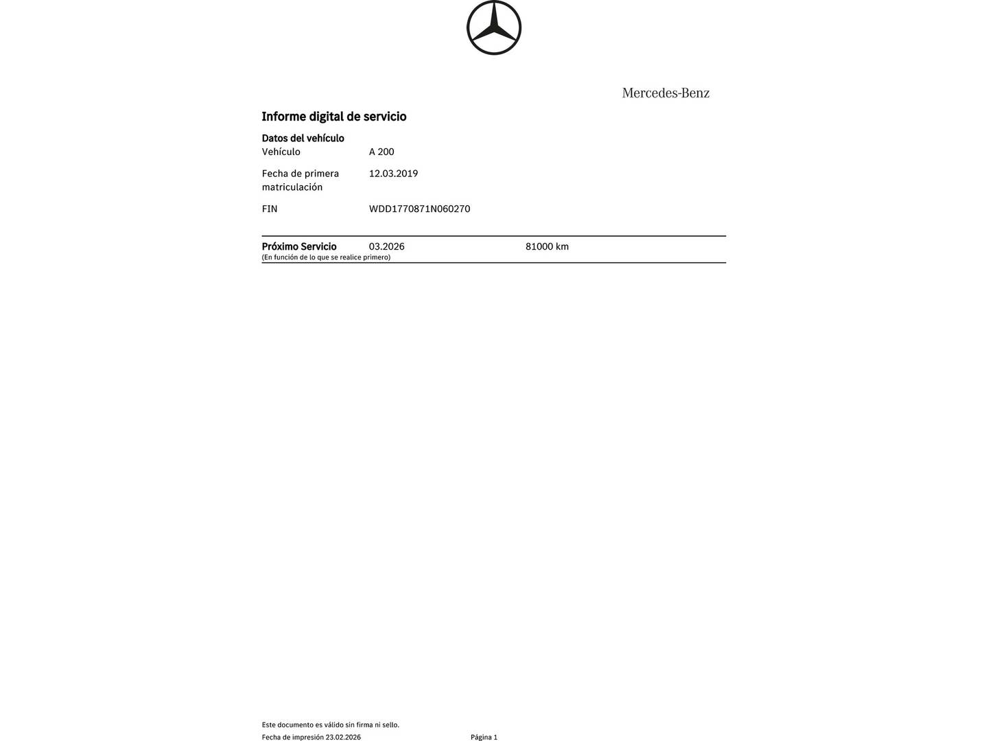 Foto del mantenimiento del Mercedes Clase A Mercedes-Benz Clase A 200 (163 CV)