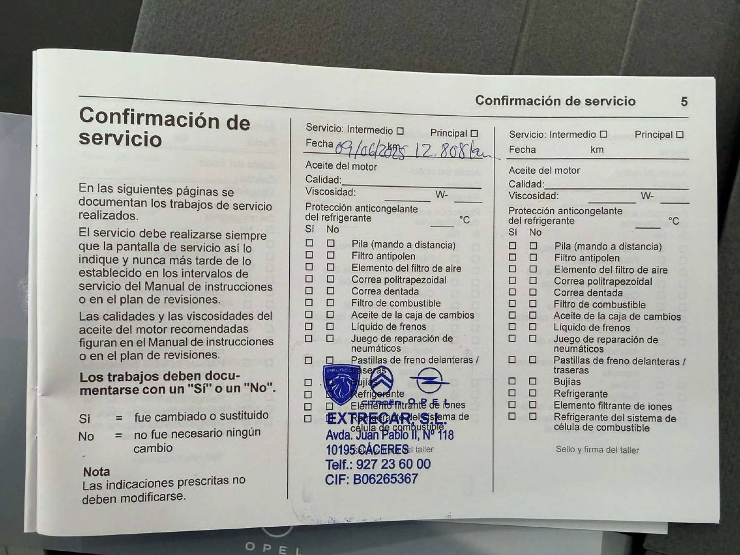 Foto del mantenimiento del Opel Corsa Opel Corsa 1.2 Turbo XHL Elegance (100 CV)