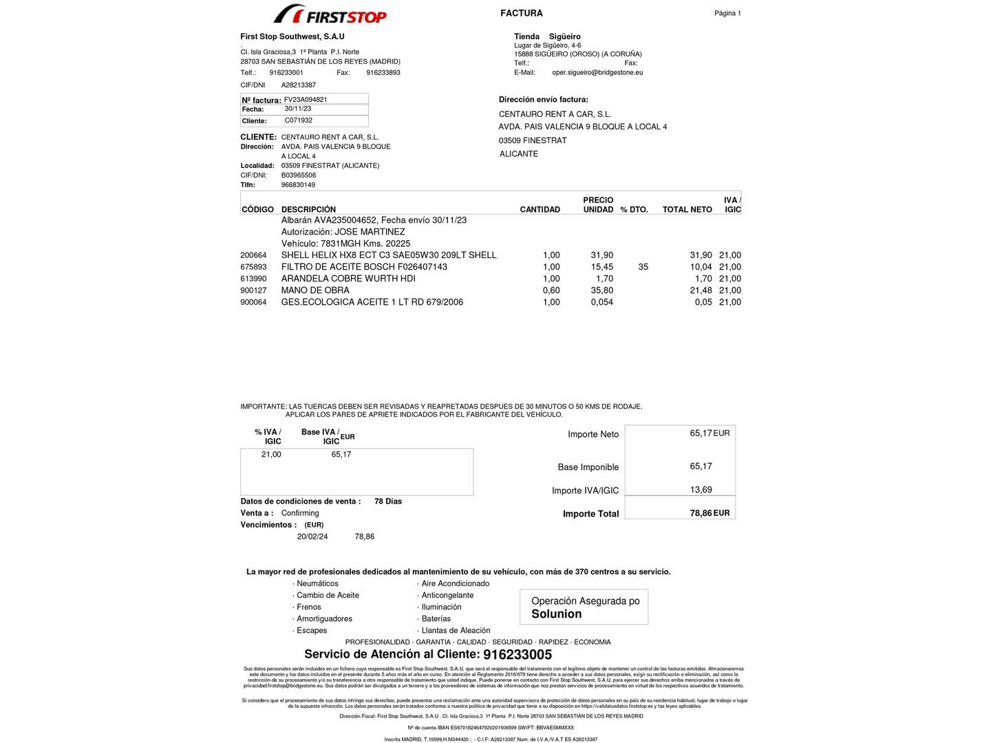 Foto del mantenimiento del Cupra Formentor Cupra Formentor 1.5 TSI DSG (150 CV)