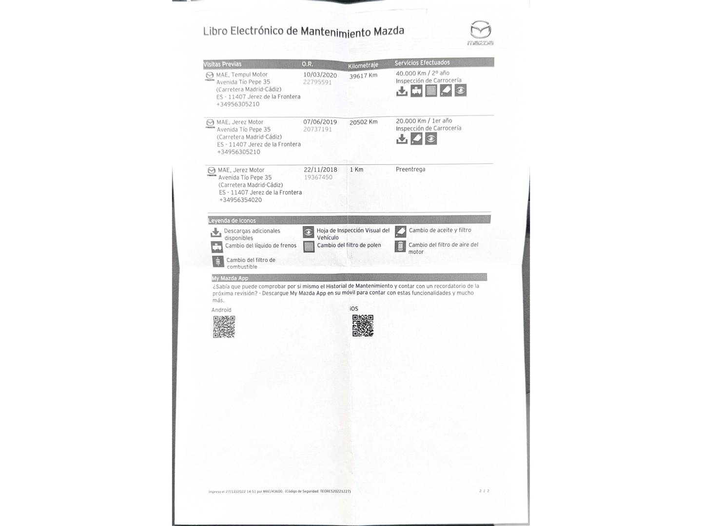 Foto del mantenimiento del Mazda CX-3 Mazda CX-3 1.8 D Zenith 2WD (115 CV)