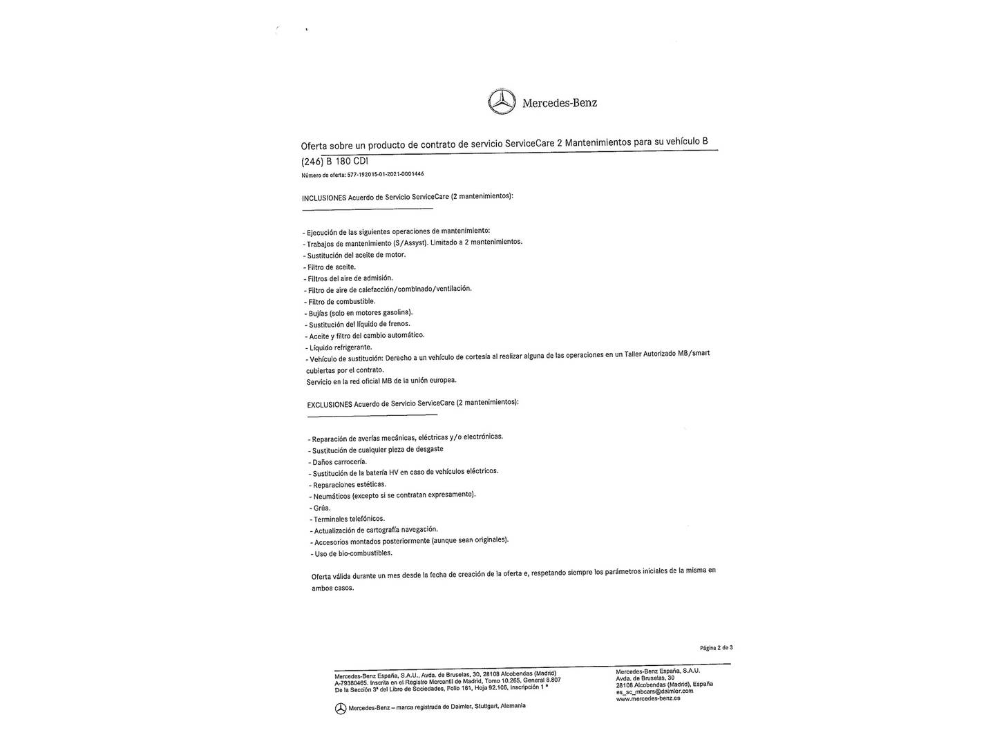 Foto del mantenimiento del Mercedes Clase B Mercedes Clase B B 180 CDI (109 CV)